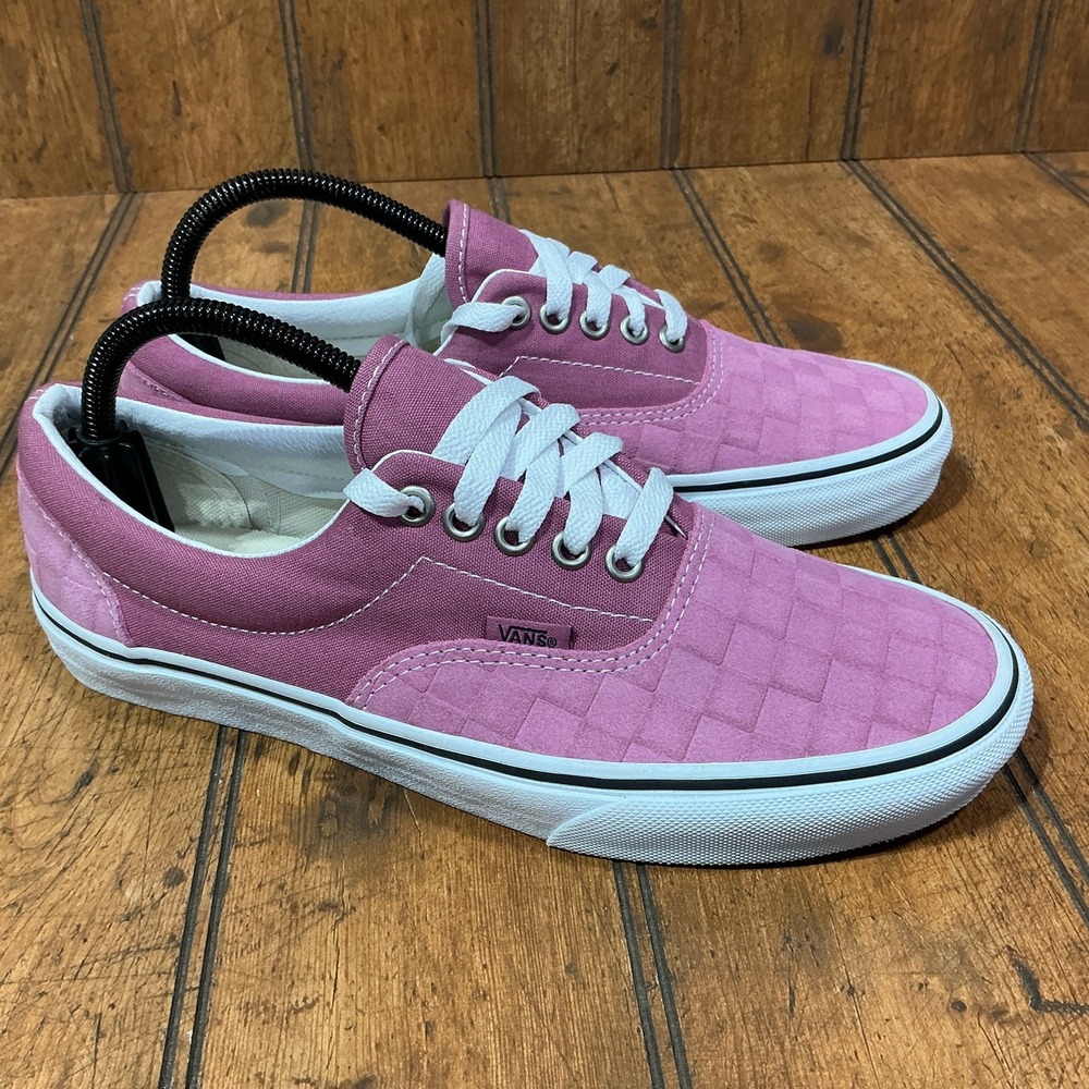 VANS Deboss Checkerboard Era 95 Pink Leather Low-Top Lace-ups 721454 Women's 9